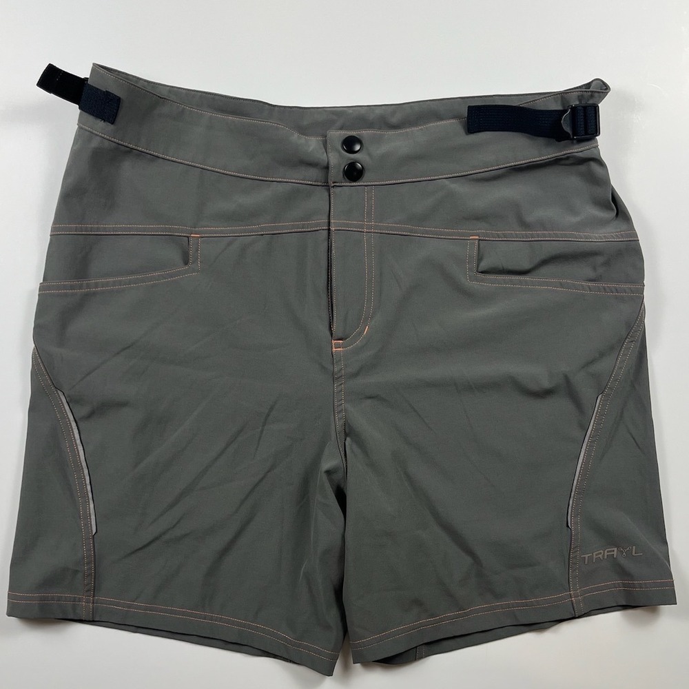 Trayl Mens Mountain Biking Shorts Gray Adjustable Waist Size M Cycling Hiking